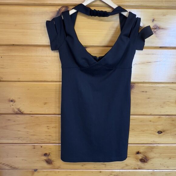 Muse for Boston Proper Sz 8 Black Cold Shoulder Short Sleeve Sheath Dress - Picture 1 of 5